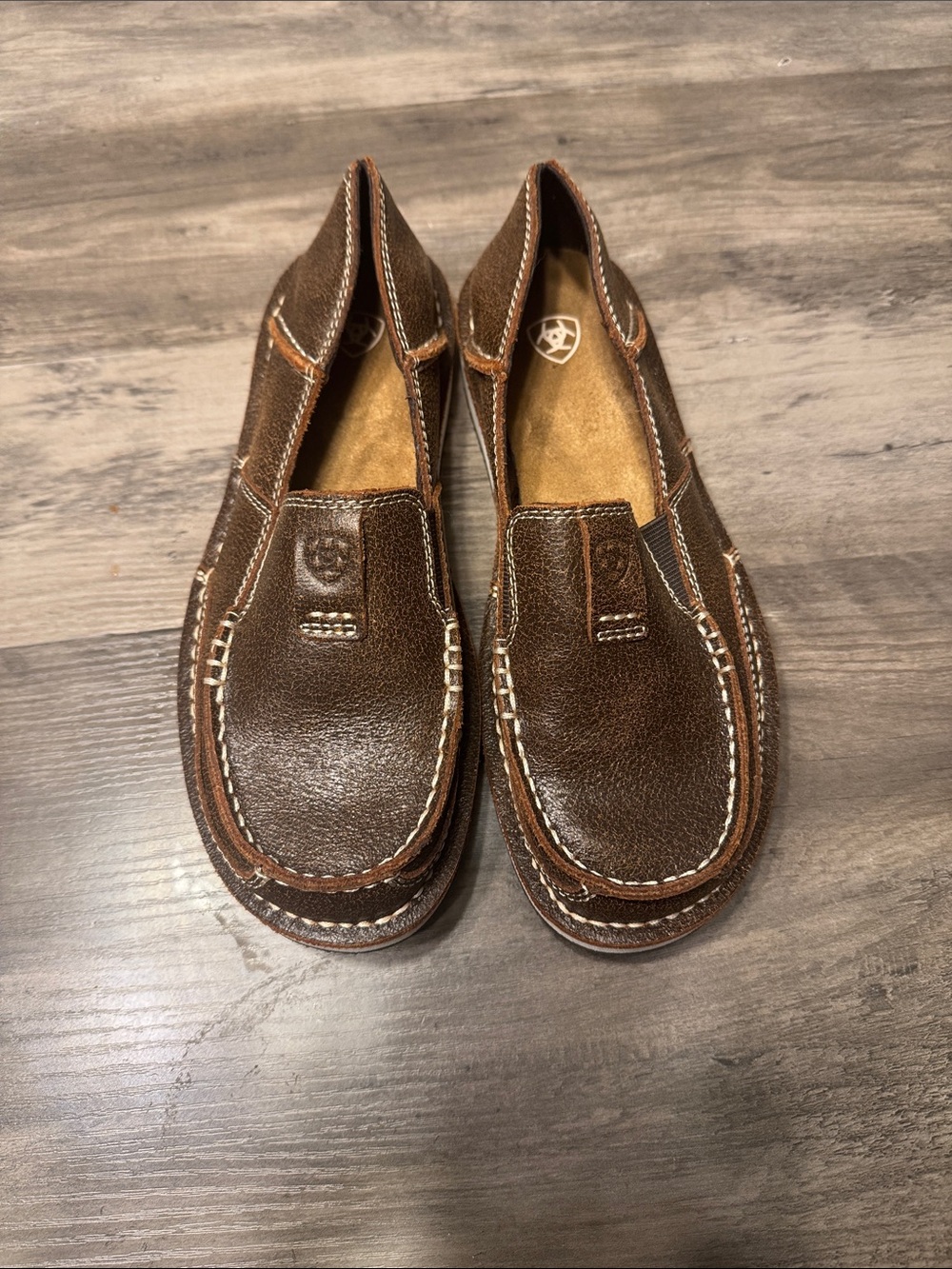 Ariat Brown Bomber Cruiser Leather Moc Toe Slip-On Loafers New Without Box